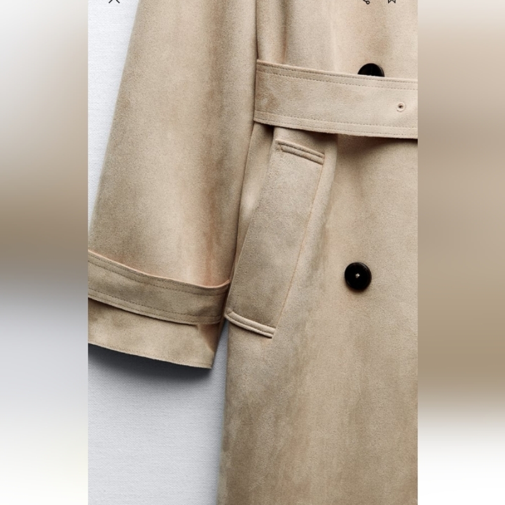Zara faux Suede Trench Coat - Picture 7 of 11
